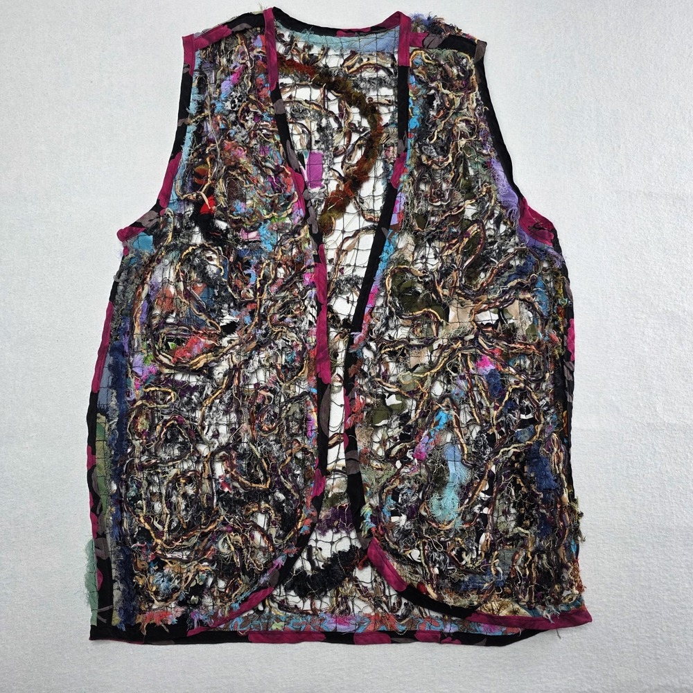 Vintage Vest Women's One Size Wearable Art Chenille Multicolor Retro‎